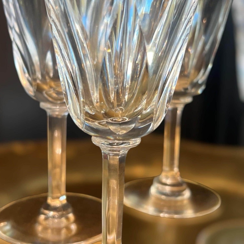 St Louis Cerdagne Claret Crystal stemware 5 1/2" Signed France Set of 4 MCM - Picture 3 of 15